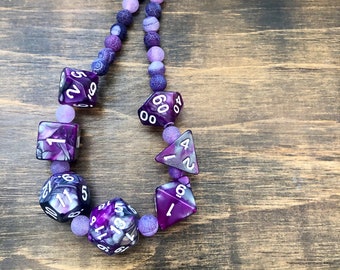 DnD Necklace, Agate Beads, Sterling Silver clasp, D&D, Critical Role, Critters, RPG, polyhedral dice, geek gift, nerd, D20, nerd, gift