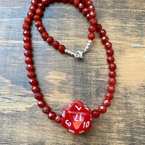 DnD necklace, Critical Role, Agate Beads, 18&quot;, D20, MTG, Agate, Sterling Silver, RPG, polyhedral, Critters, critrole, D&D
