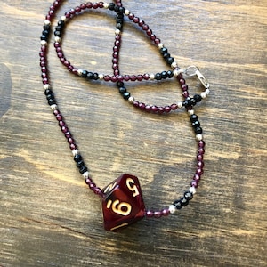 Critical Role Necklace, Keyleth, Garnet, Black Spinel & Sterling Silver beads and clasp, 19&quot;, Critter, RPG, critrole,  DnD, D20, MTG