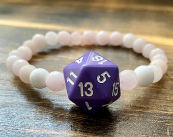 DnD Armband, Jade Kralen, elastische armband, dobbelstenen, DnD, D20, MTG, Beestjes, RPG, Critical Role, geek gift, nerd, cadeau