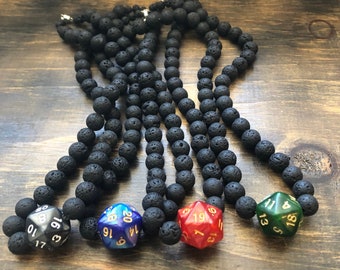DnD Halskette, DnD, W20, MTG, Lavasteine & Sterlingsilber