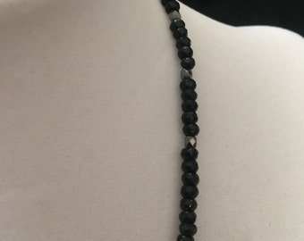16" Necklace Black Spinel & Czech Fire Polished Glass Beads, beaded necklace, gift for women mom sister best friend wife girlfriend