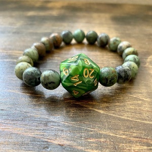 DnD Bracelet, Orym, DnD, D20, MTG, African Turquoise Beads, Critters, RPG, dnd gifts, Critical Role, d&d gifts