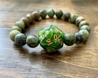 DnD Armband, Orym, DnD, D20, MTG, Afrikanische Türkis Perlen, Critters, RPG, dnd Geschenke, Critical Role, d&d Geschenke