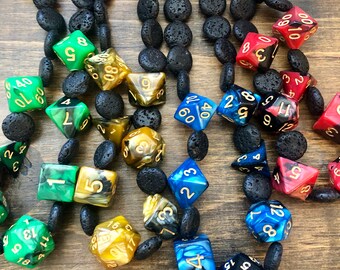 DnD ketting, 18,5 ", DnD, d20, MTG, lava Rock kralen & sterling zilver magneet clasp, Unisex, kritieke rol, RPG, nerd gift, Dungeons