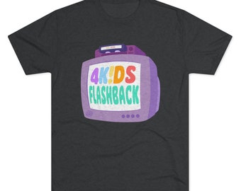 4Kids Flashback podcast Unisex Tri-Blend Crew Tee, 4Kids Media, anime, Pokemon, jaren 90, jaren 2000