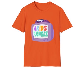 4Kids Flashback podcast uniseks softstyle T-shirt, anime, pokemon, jaren 2000, 90, 4Kids Media, FoxBox, yugioh