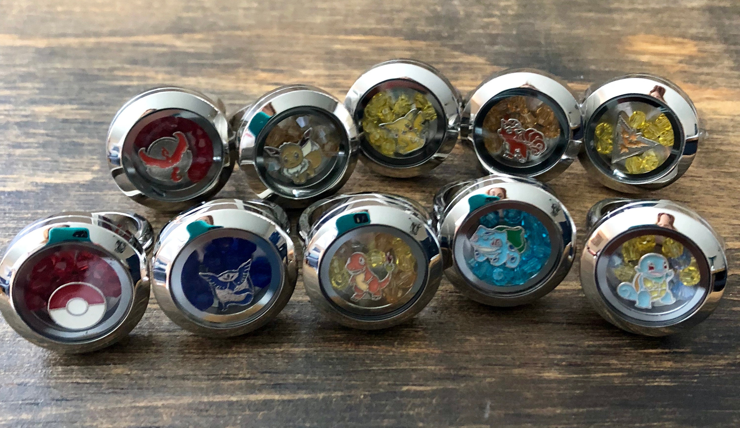 Pokemon Ring Floating Charm Pokemon Ring Pikachu Bulbasaur Etsy