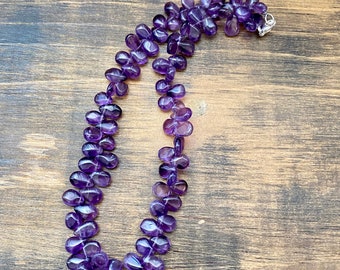 Collar de plata de ley de amatista & plata, briolette, regalo para las mujeres, piedra de nacimiento, curación, piedra preciosa, púrpura, lágrima, lavanda, violeta