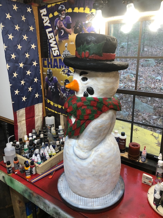 スノーマン木製オブジェ Chainsaw Carved Snowman - Etsy