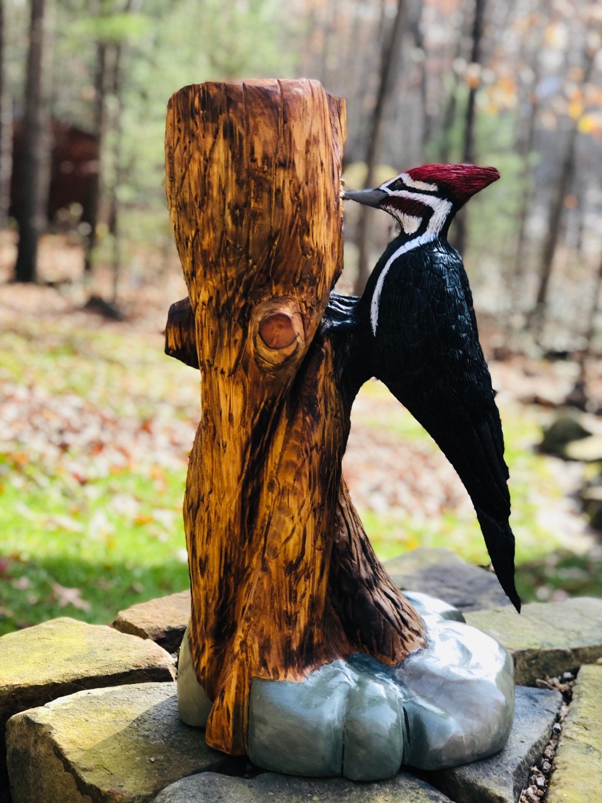 Chainsaw Carving: Wood Carving, Pileated Woodpecker Carved From a