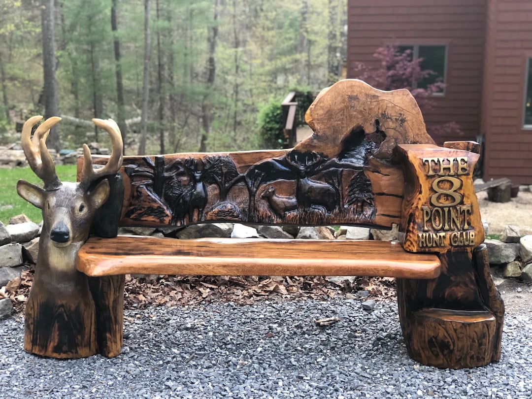 Chainsaw Carved Bench: Hunt Camp, but Any Theme Can Be