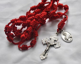 St. Margaret Clitherow Red Knotted Twine Rosary