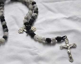 St Michael the Archangel Twine & Bead Rosary with a St. Benedict Medal