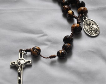 St. Martin de Porres Rosary: Brown Twine & Acai Nut Beads with St. Benedict Crucifix