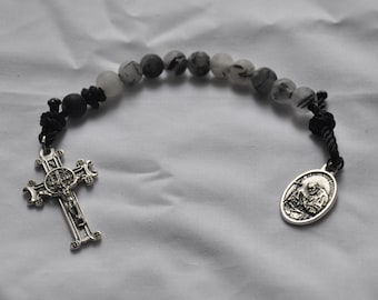 St. Alphonsus Twine & Bead Rosary with a Fancy St. Benedict Crucifix