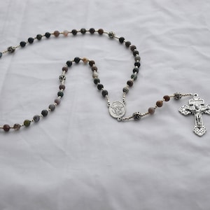 Marine Agate St. Michael Rosary With Pardon Crucifix