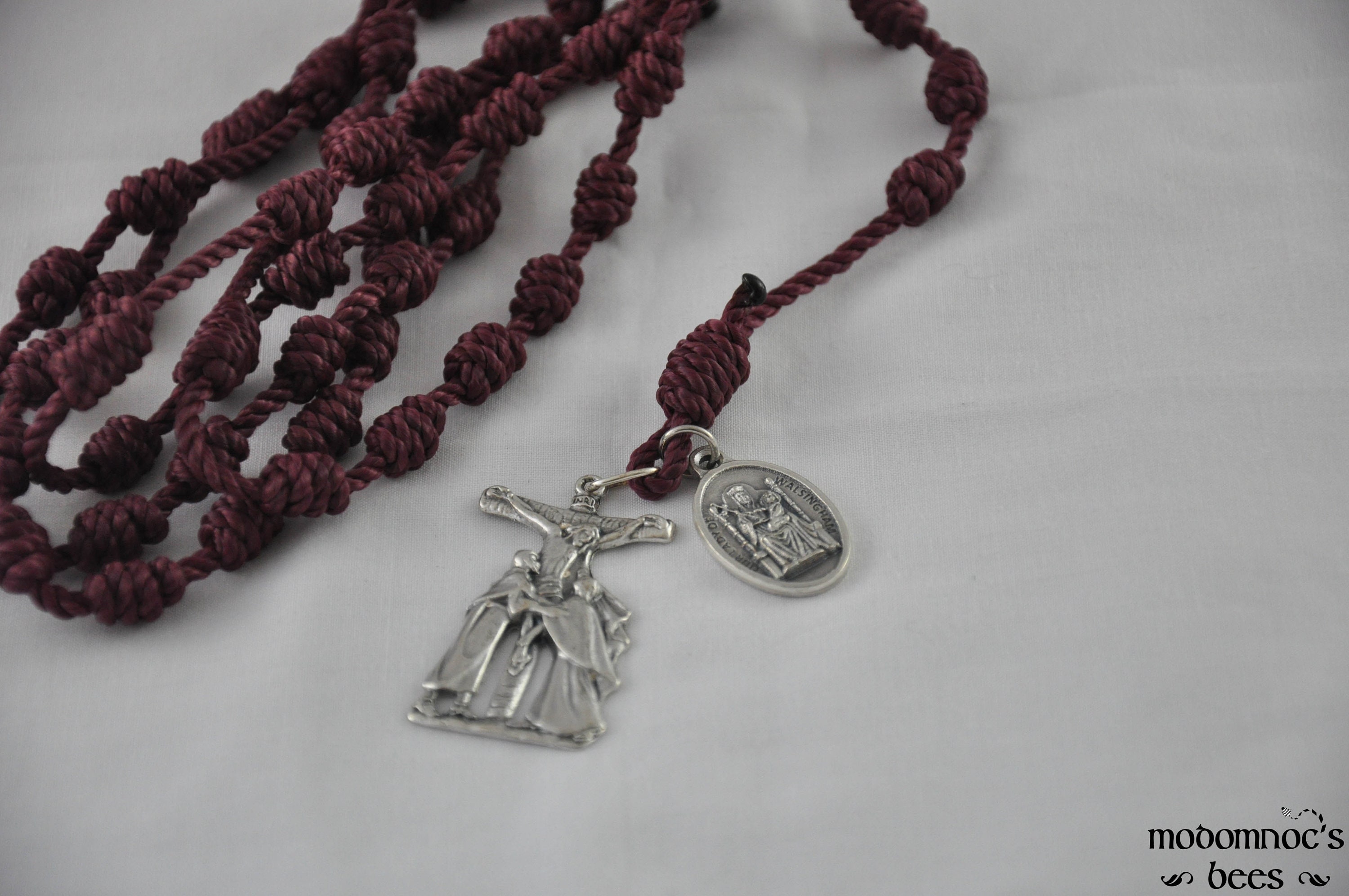 Mary's Dowry Rosary Maroon Wine Red Knotted Twine Rosary