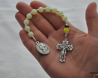 Glow in the Dark Kids' Rosary With Firefly Bead and Glow-in-the-Dark Beads - St. Francis, Patron Saint of Animals