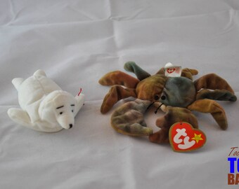 Sea Shore Seal Set: Vintage Ty 1996 Seamore the Seal Beanie Baby and Teenie Beanie