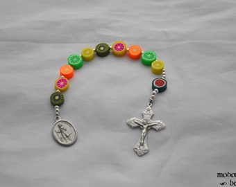 Fun Kids' Rosary for St. Isidore Patron Saint of Farming & Agriculture With Fruit Beads - Citrus, Kiwi, Watermelon