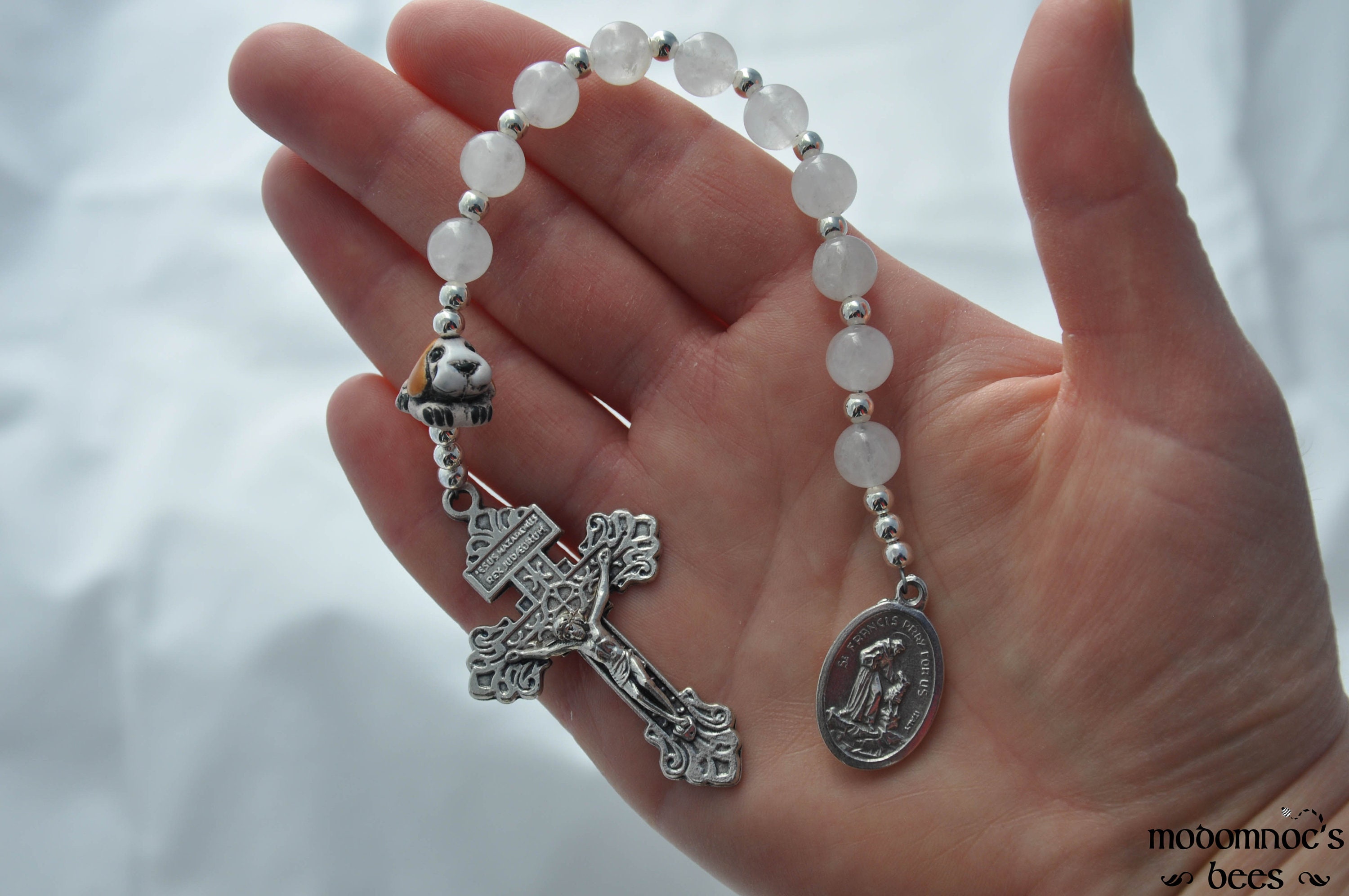Fun St. Francis Patron Saint of Animals One-Decade Rosary With Dog Bead and Protect My Pet Medal Fun St. Francis Patron Saint of Animals One-Decade Rosary With Dog Bead and Protect My Pet Medal