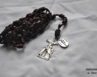 The Good Thief Knotted Twine Rosary: St. Dismas Medal and Crucifix with Our Blessed Mother and St. John
