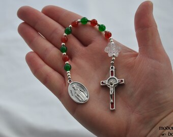 Christmas St. Nicholas 1-Decade Rosary With Snowflake Bead and Red and Green Beads