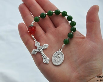 St. Isidore Patron Saint of Agriculture & Farming 1-Decade Rosary With Raspberry Bead