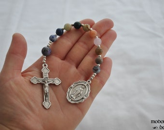 Mixed Gemstone 1-Decade Rosary With Charoite, Sodalite, Agates, Quartz, and More