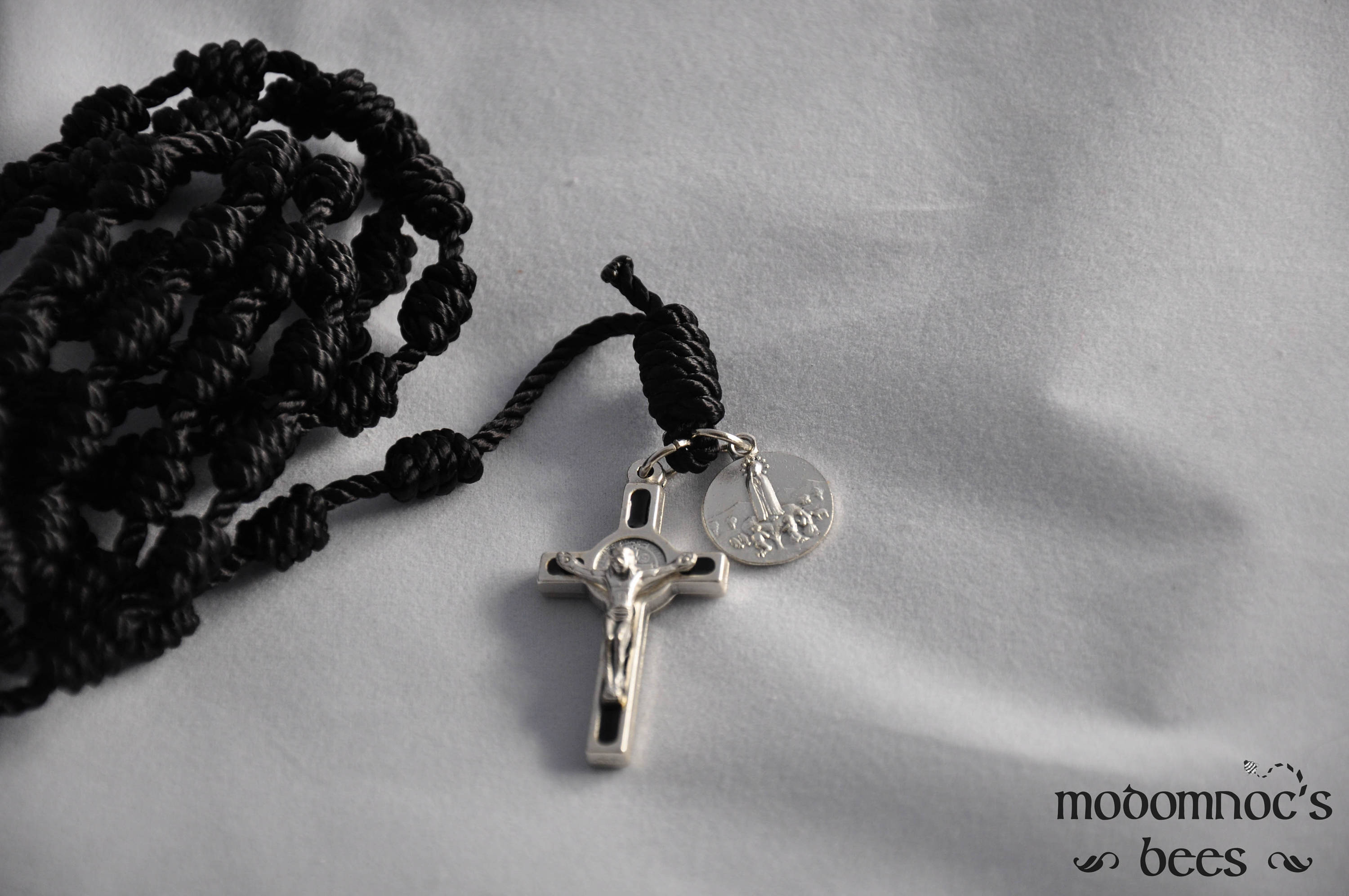 Saint Benedict Mini Rosary with Benedict Medal Cross (Black