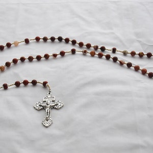 Red Jasper Rosary With Sacred Heart Centerpiece and Pardon Crucifix
