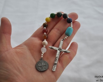 Mixed Gemstone 1-Decade Rosary With Lapis Lazuli, Agates, and More