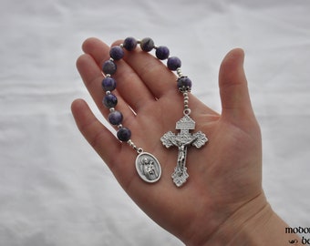 St. Therese of Lisieux Patron Saint of Russia 1-Decade Rosary With Siberian Charoite Stones