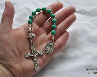 St. Gertrude Patron Saint of Cats 1-Decade Rosary With Cat Bead