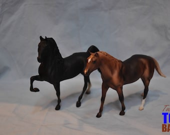 Breyer Paddock Pals: Available as Set or Individually #720019 Black American Saddlebred & #1637 American Quarter Horse Chestnut Stallion