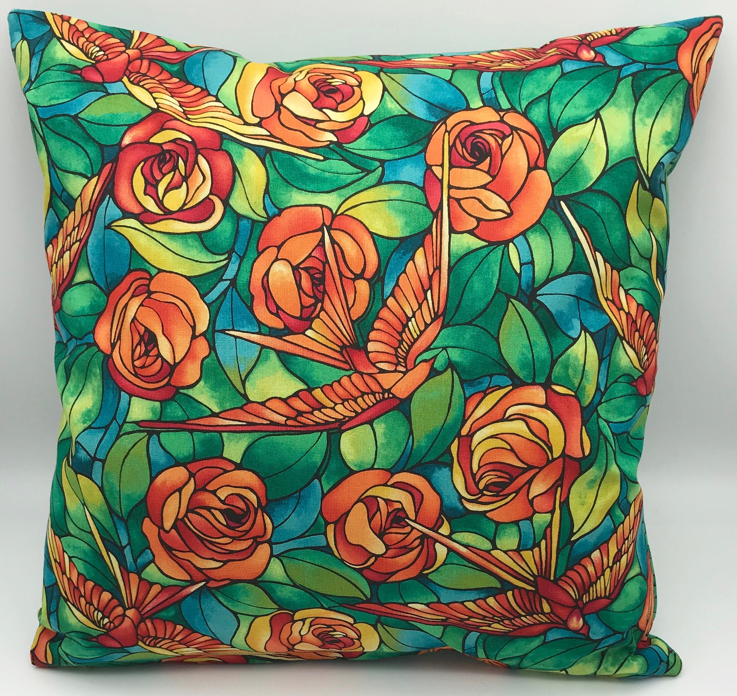 Green Cushion Cover Orange Cushion Cover Bird Cushion Cover Etsy UK