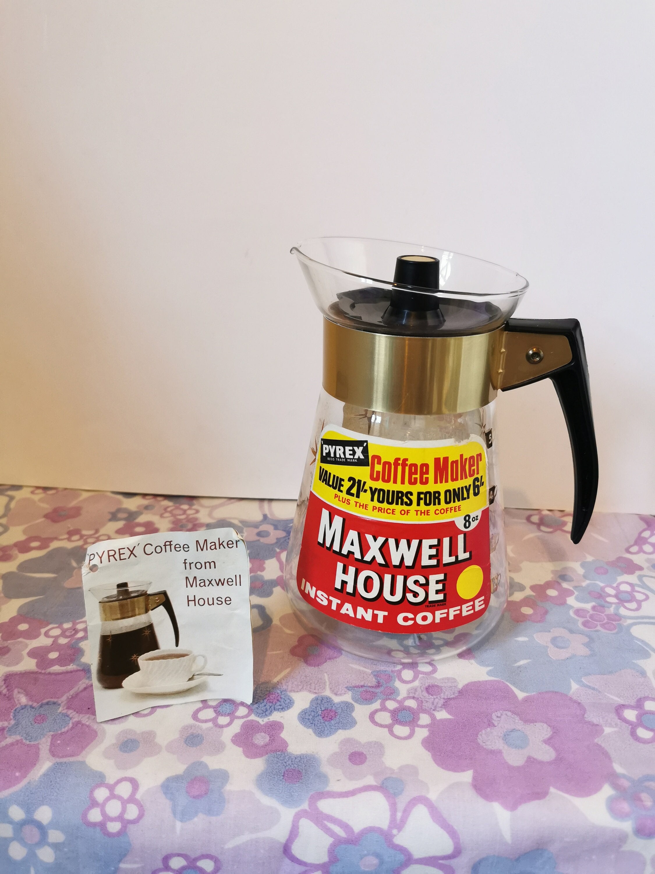 Vintage Maxwell House Promotional 6-Cup Corning Glass Percolator Coffee Pot