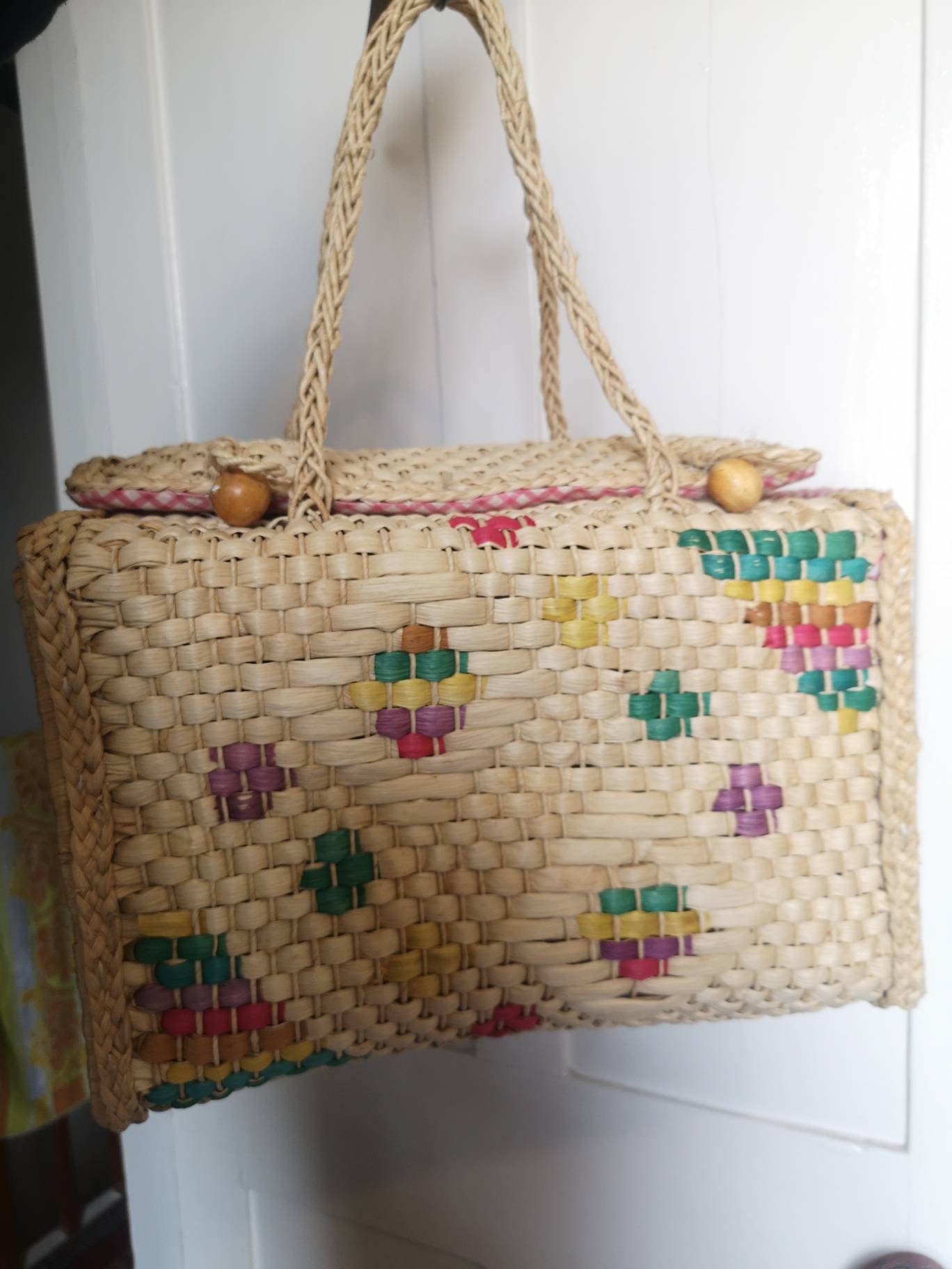 Vintage picnic basket bag. Woven seagrass storage bag. Beach | Etsy