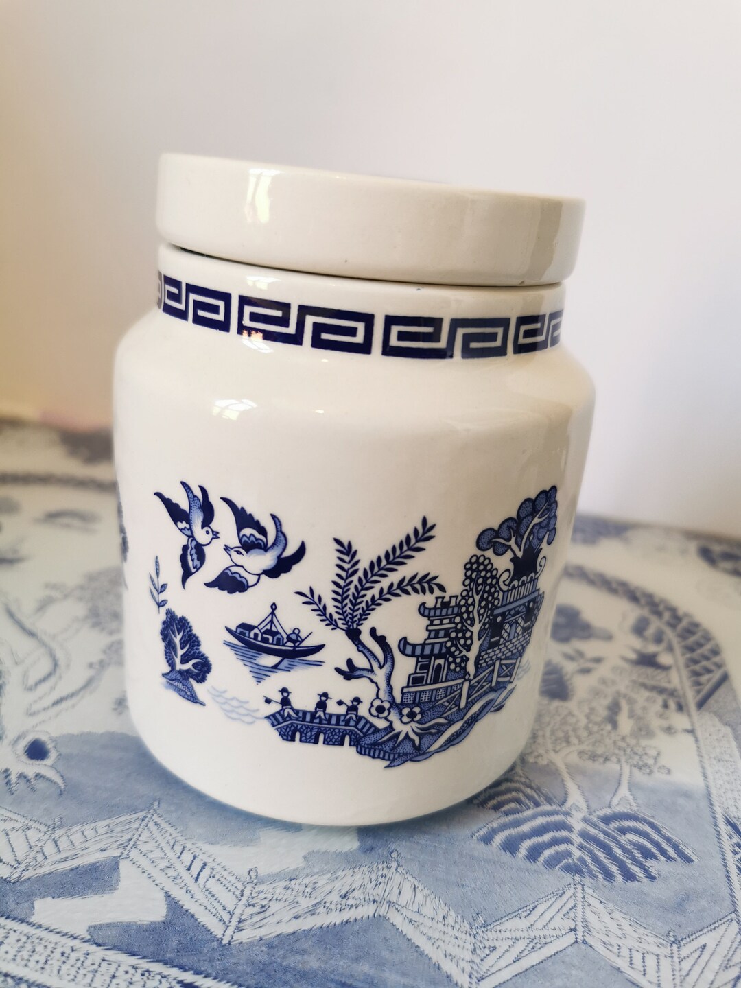 海外ビンテージ ガーデニング収納ポットブルー青 大 海外ビンテージ