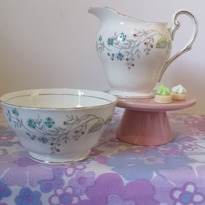 Vintage Royal Standard Fine Bone China Sugar Bowl and Milk Jug, creamer set. Spring song pattern.floral china. Afternoon tea tableware decor