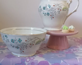 Vintage Royal Standard Fine Bone China Sugar Bowl and Milk Jug, creamer set. Spring song pattern.floral china. Afternoon tea tableware decor