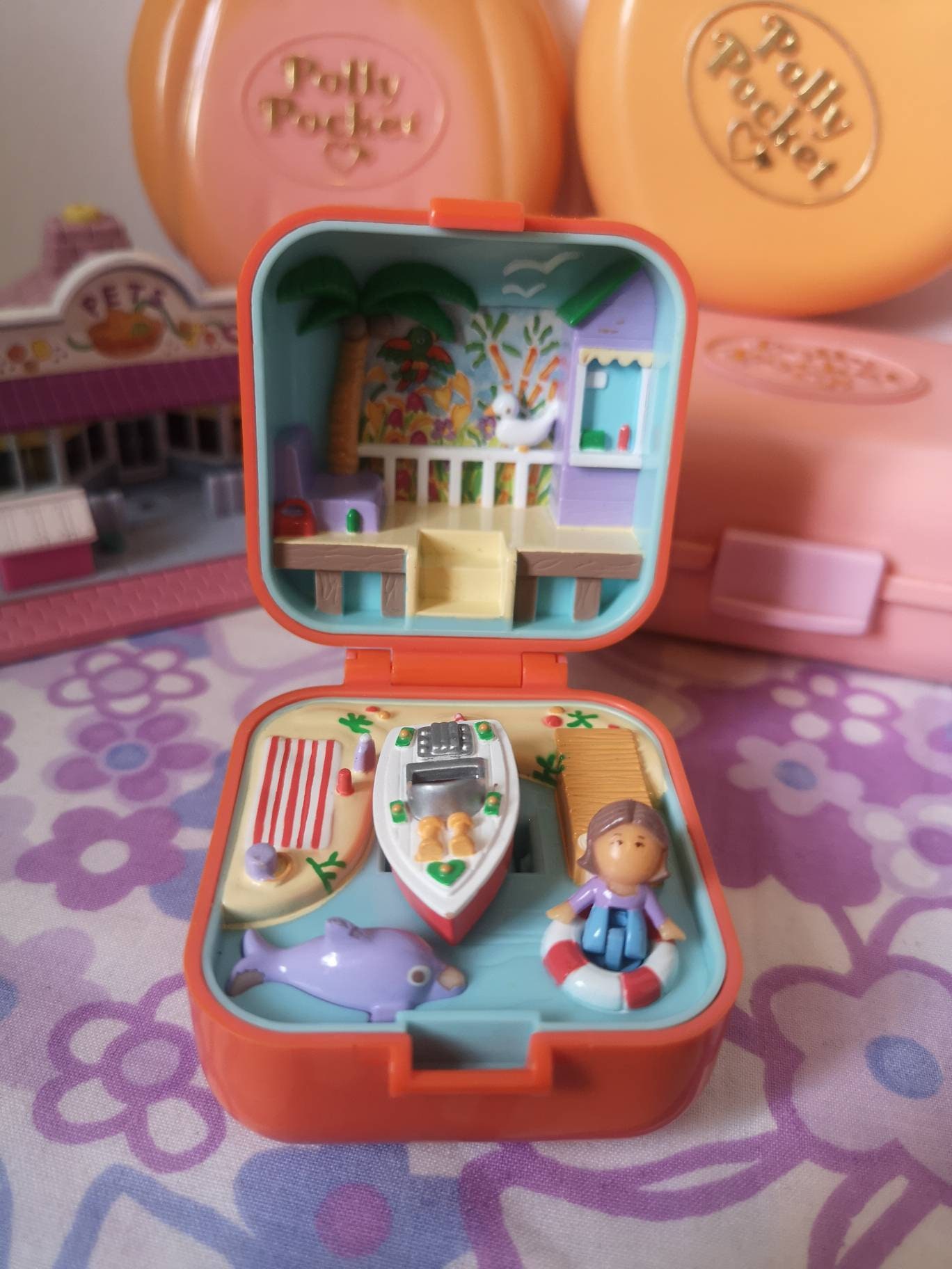 Vintage 90s Polly Pocket Doll w/ Dog, Clothes, and Accessories