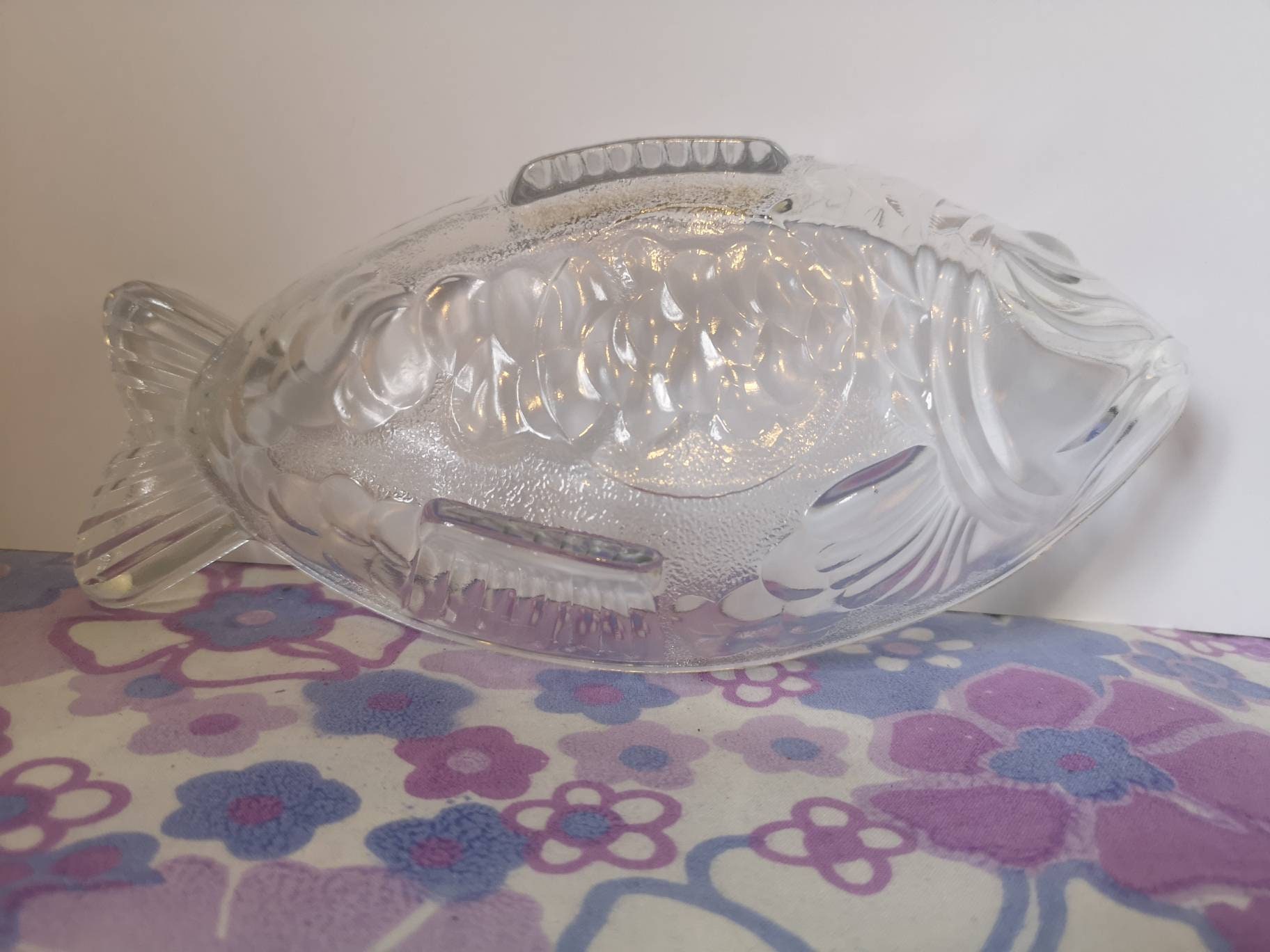 Glass fish dish. Vintage midcentury German Ankerglas Bernsdorf Etsy