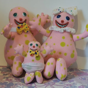 Vintage 1990s Mr.blobby Family Plush Toy Set. Original Mr Blobby