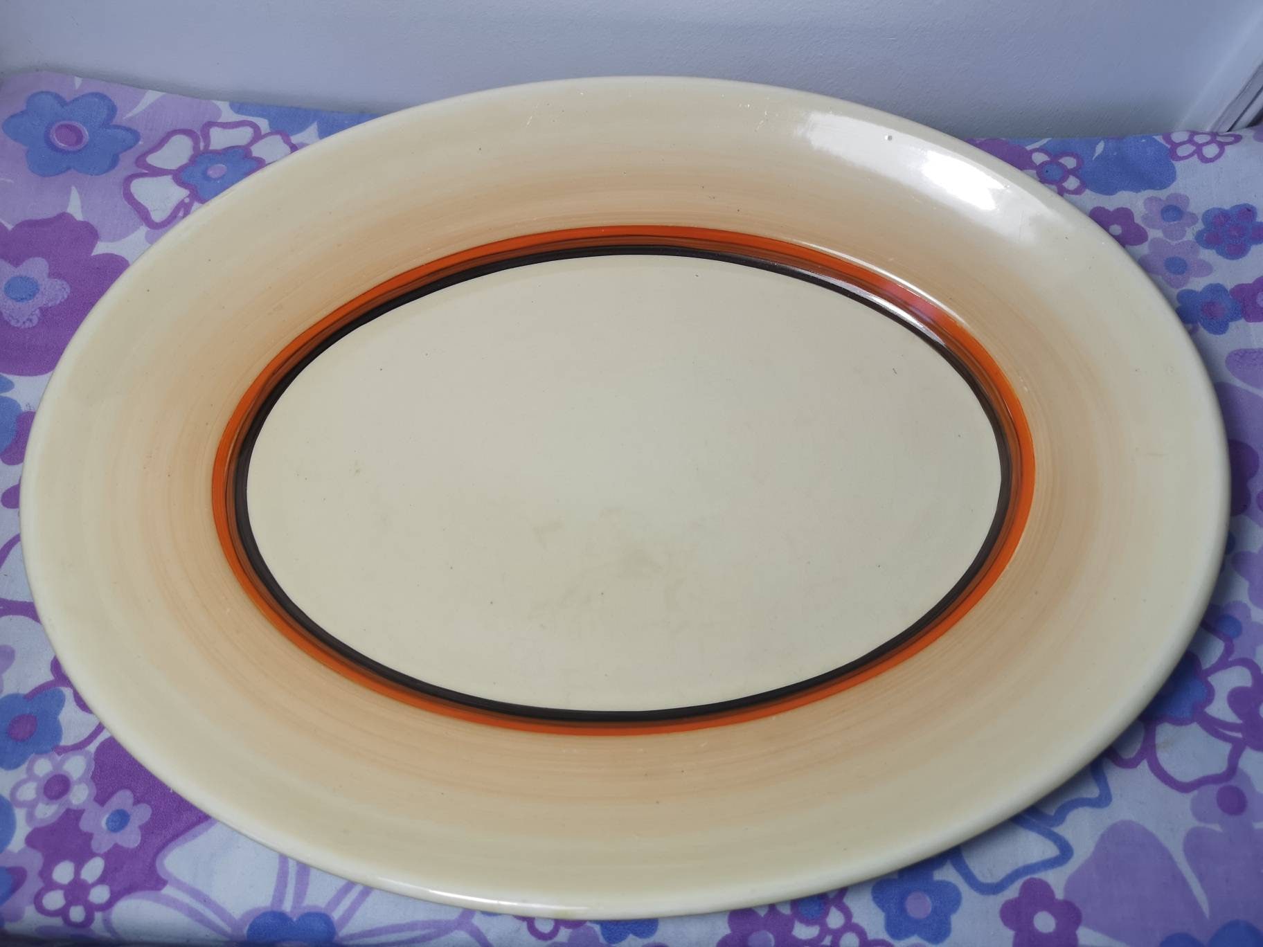 Early Clarice Cliff Bizarre Handpainted Meat Plate, Serving