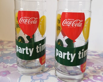 ヴィンテージ コカ・コーラ Enjoy Coke 広告台座グラス 2個セット