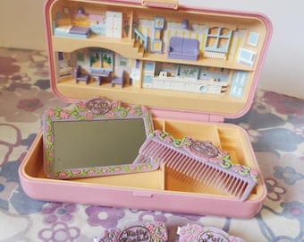 Juego de peluquería vintage Polly Pocket de 1990, de Bluebird Toys. Polly Pocket Compact con espejo, peine y 2 pinzas para el pelo. Regalo nostálgico de los años 90.