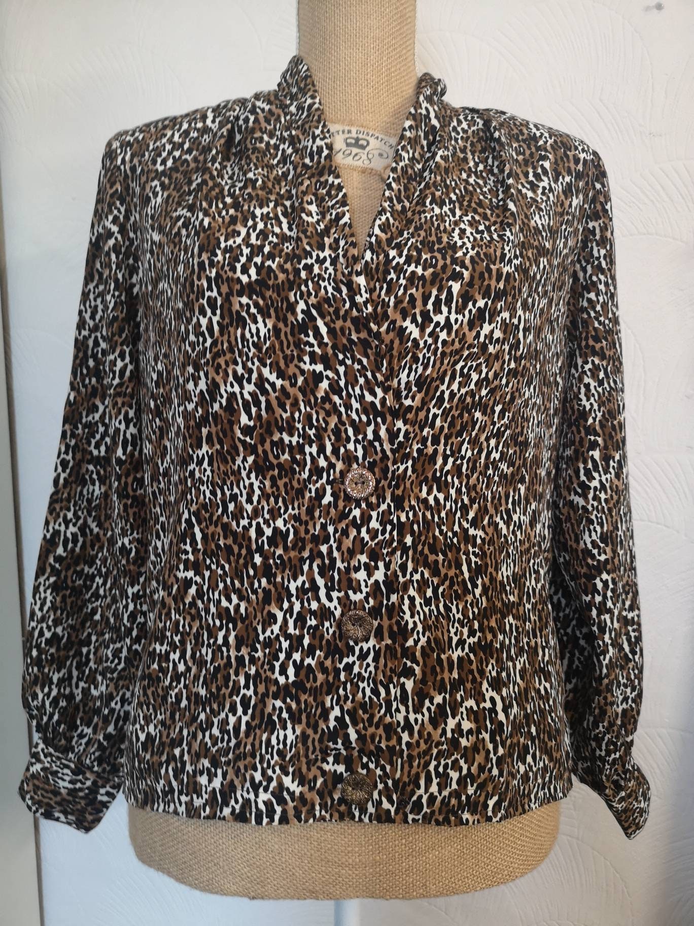 1980s blouse. 1980s animal print. Beverly Goldberg style. | Etsy