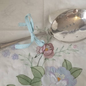Vintage handstamped spoon. Vintage cake spoon. More cake. Large vintage spoon. Personalised spoon. Wedding gift. Hand stamped gift. Unique